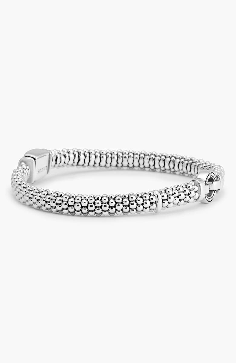 LAGOS Enso Boxed Circle Station Caviar Rope Bracelet, Alternate, color, Sterling Silver