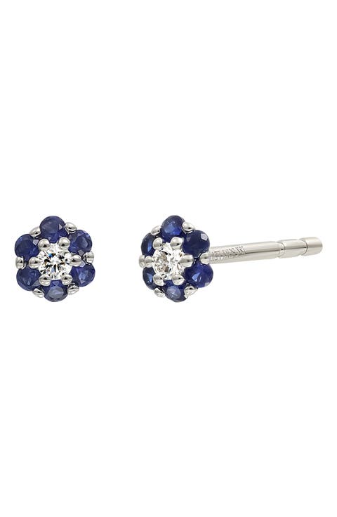 El Mar Gemstone & Diamond Flower Stud Earrings