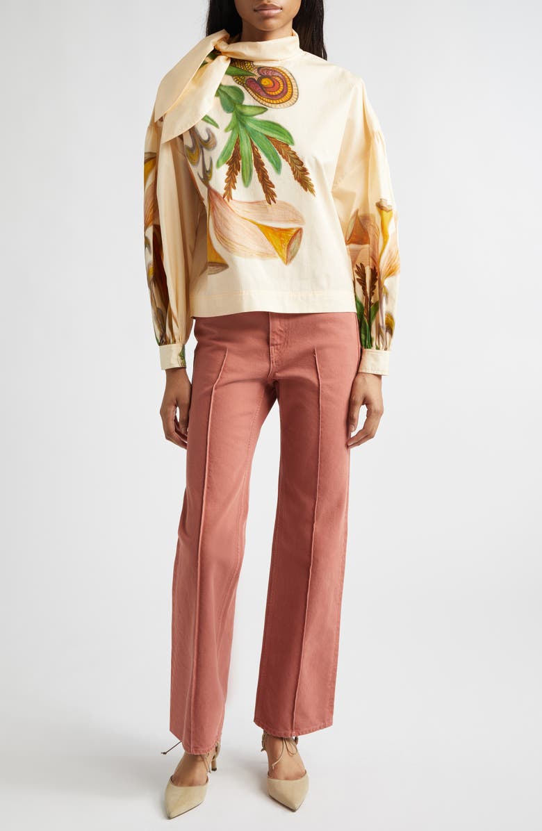 Ulla Johnson Long Sleeve Tie Neck Blouse, Alternate, color, Inner Nature