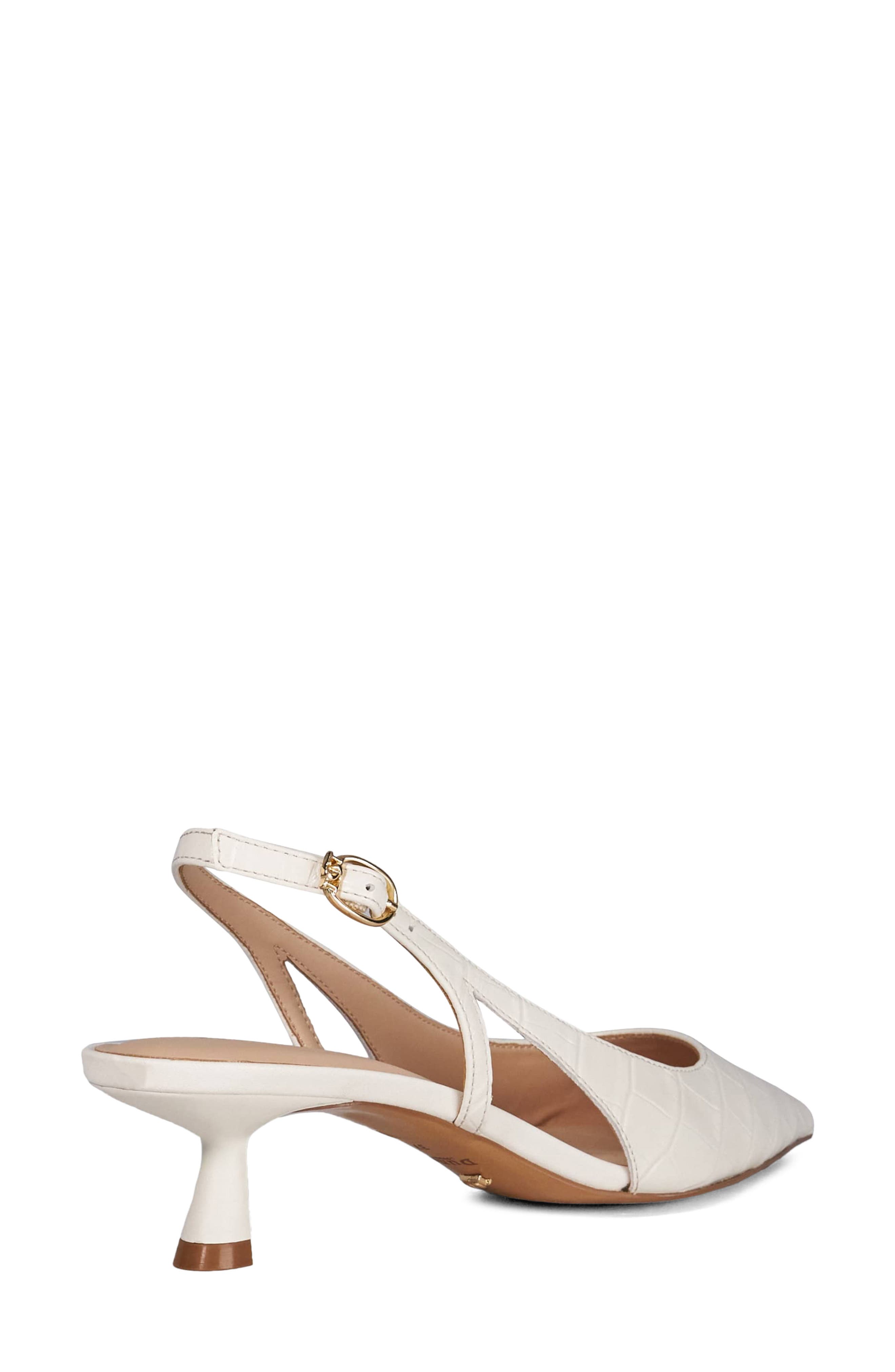 Cyan Slingback Pointed Toe Kitten Heel Pump, Alternate, color, WHITE