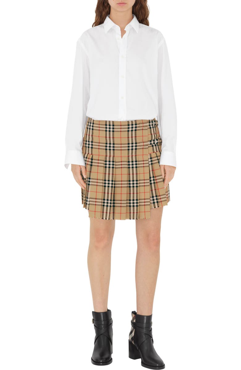 Burberry Pryle Check Block Heel Bootie, Alternate, color, Black-Archive Beige