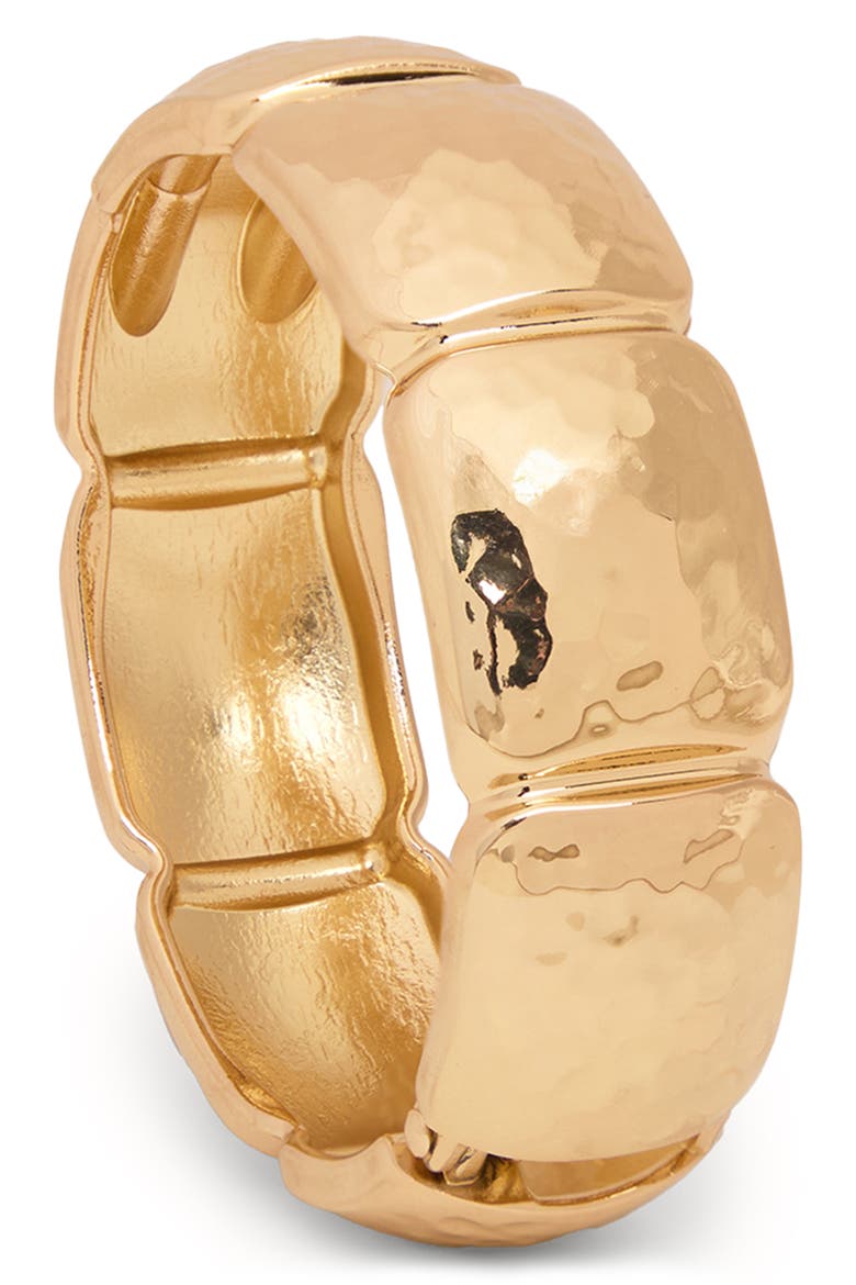 Gilded Hammered Hinged Cuff Bracelet, Main, color, GOLD
