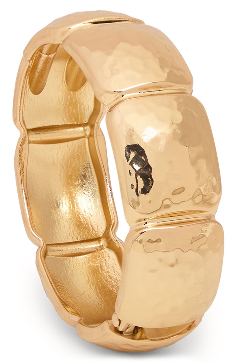 SAACHI Gilded Hammered Hinged Cuff Bracelet, Main, color, Gold