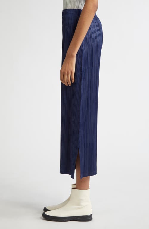 Shop Issey Miyake Pleats Please  Monthly Colors February Pleated Crop Wide Leg Pants In Navy