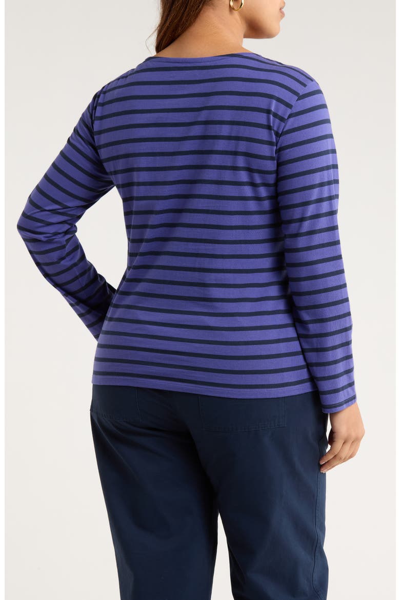 Sailor Stripe Long Sleeve Organic Cotton T-Shirt, Alternate, color, BRETON DARK BILBERRY MARITIME