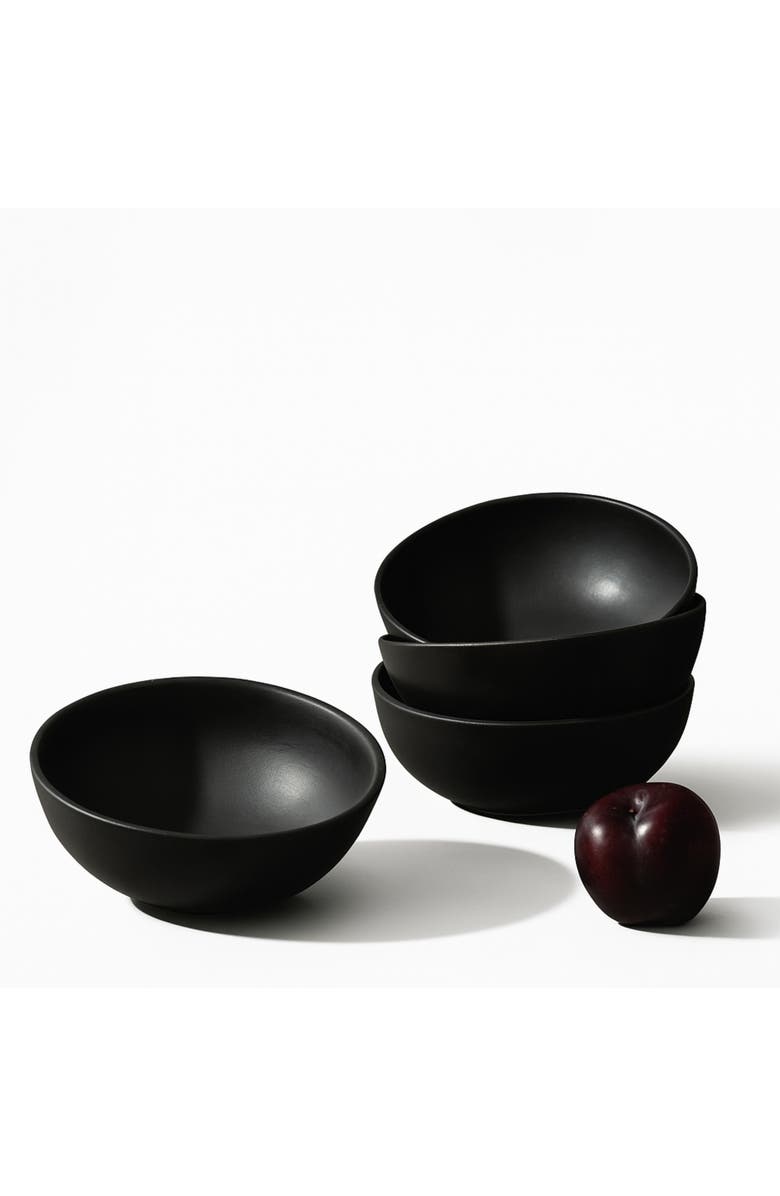 Gharyan Stoneware Organic Shaped Dinnerware Dadasi, Set of 16, Alternate, color, Matte Black