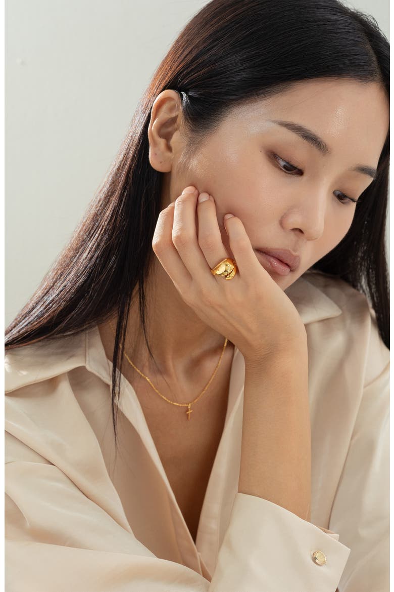 14k Gold Plated Shirley Ring Statement Chic Trendy Statement, Alternate, color, Gold