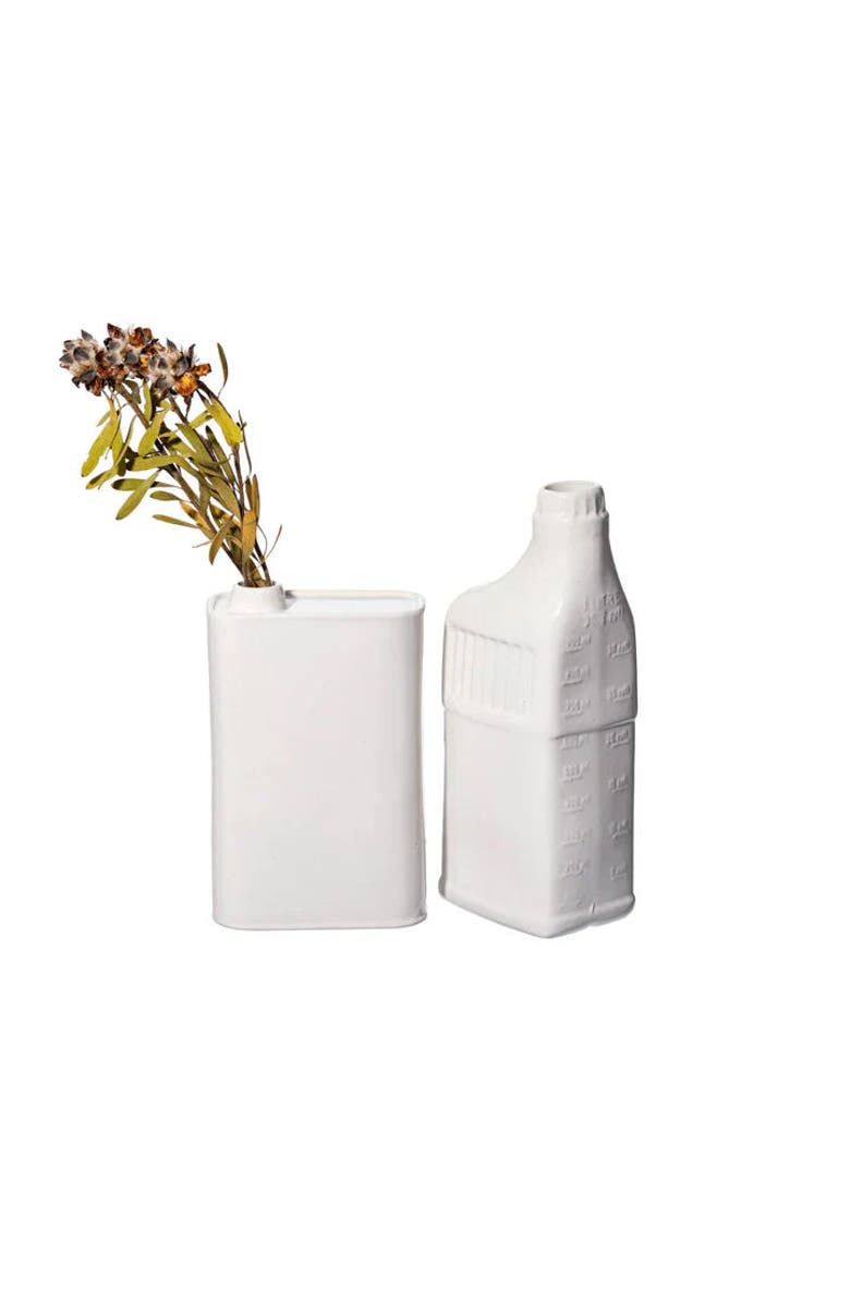 PUEBCO Bottle Shaped Flower Vase, Alternate, color, White