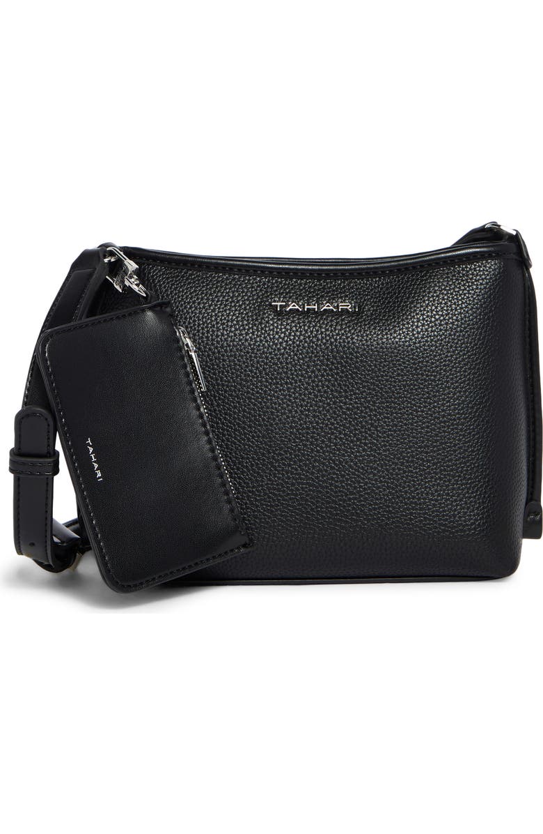 Tahari Cooper Crossbody Bag & Pouch, Main, color, Black