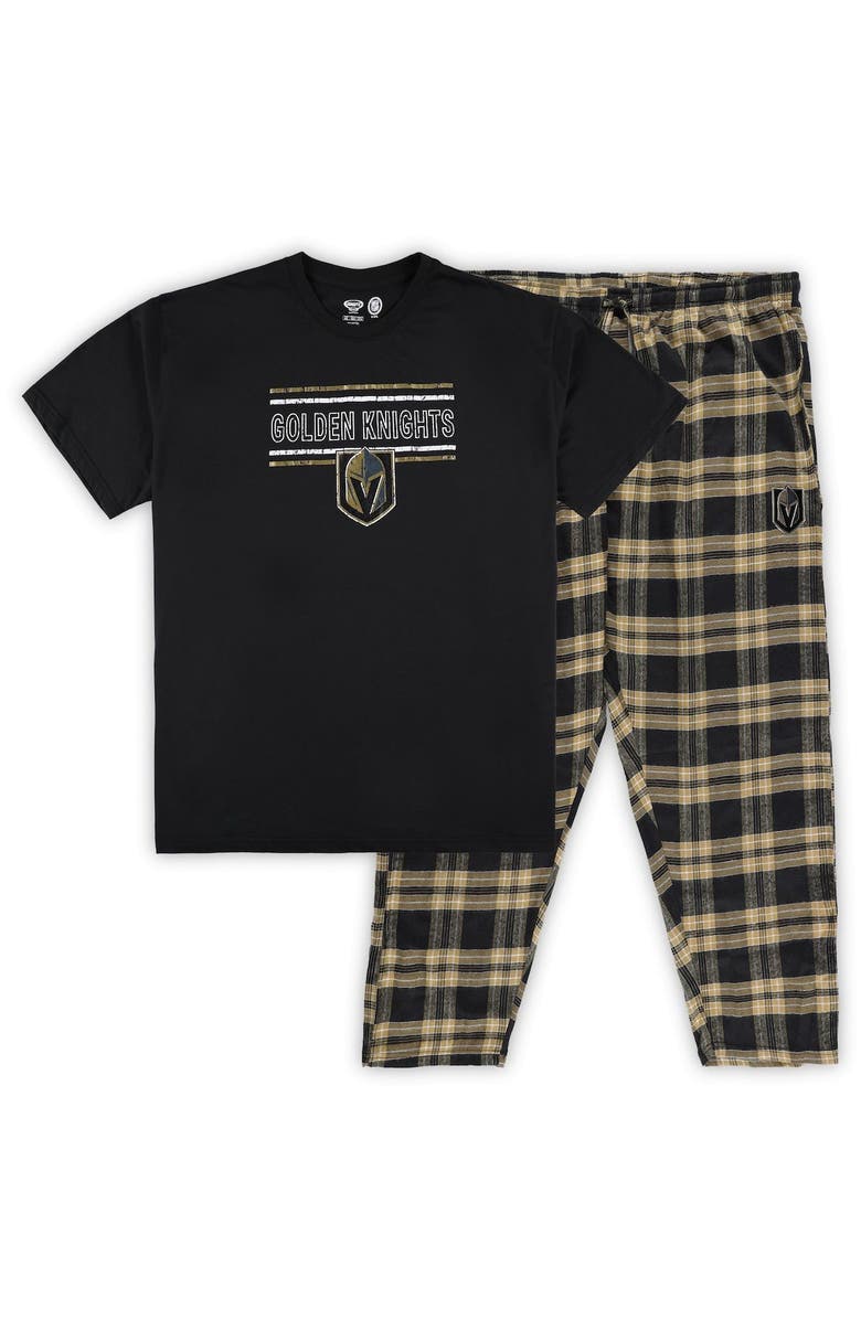 PROFILE Men's Black/Gold Vegas Golden Knights Big & Tall T-Shirt & Pajama Pants Sleep Set, Alternate, color, 