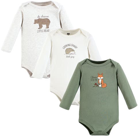 Cotton Long-Sleeve Bodysuits 3-Pack (Baby)