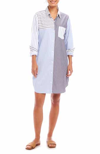 Mixed Stripe Long Sleeve Shirtdress