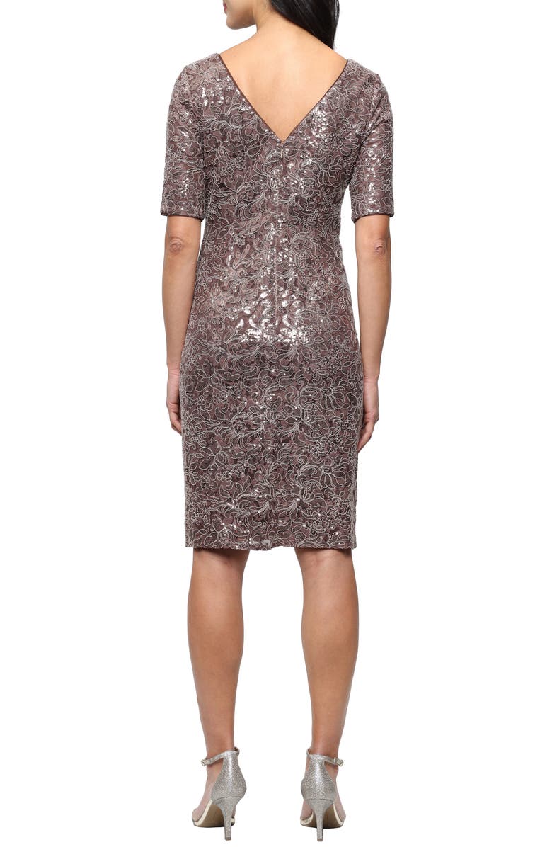 Alex Evenings Sequin Lace Sheath Cocktail Dress, Alternate, color,