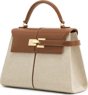 Large Elise Faux Leather Top Handle Bag