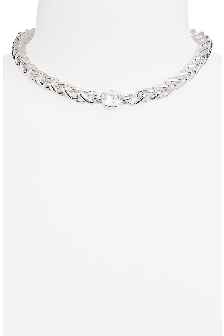 Cubic Zirconia Statement Collar Necklace., Alternate, color, CLEAR- SILVER