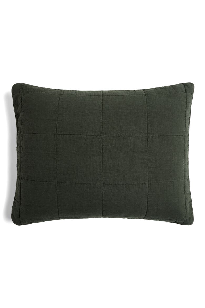 Linen Box Quilted Sham Set, Alternate, color, EVERGREEN