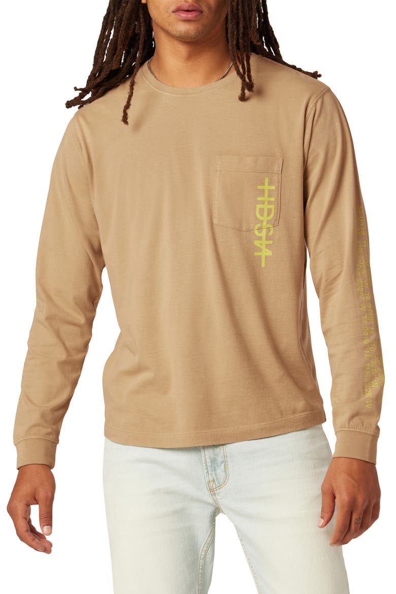 Long Sleeve Pocket Graphic T-Shirt, Main, color, DUSTY BEIGE PINK