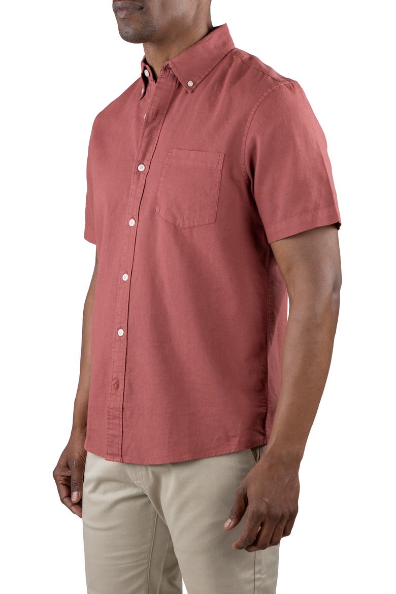 Puretec Linen Cotton Button-Up Shirt, Alternate, color, CANYON RED