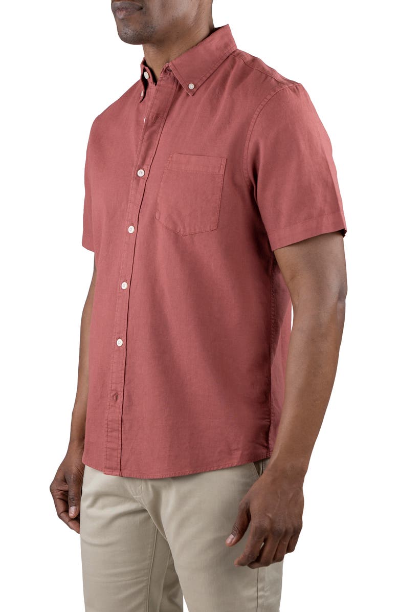 Tailor Vintage Puretec Linen Cotton Button-Up Shirt, Alternate, color, Canyon Red