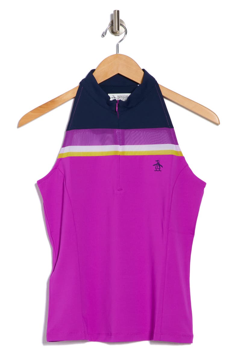 Colorblock Sleeveless Quarter Zip Top, Alternate, color, PURPLE CACTUS FLOWER