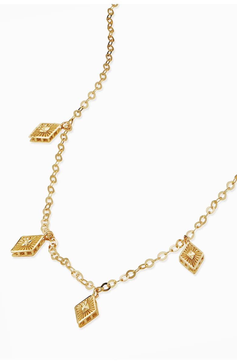 Oradina 14K Yellow Gold Roma Diamond Station Charm Necklace, Alternate, color, Yellow Gold