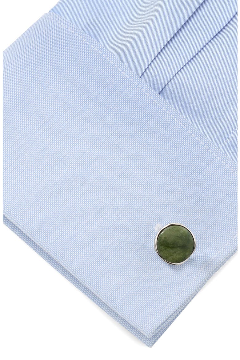 Seraphinite Sterling Silver Cuff Links, Alternate, color, GREEN