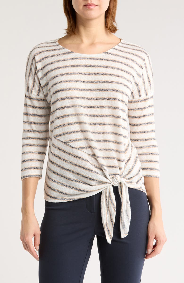 Bobeau Caty Three-Quarter Sleeve Side Tie Top, Main, color, 