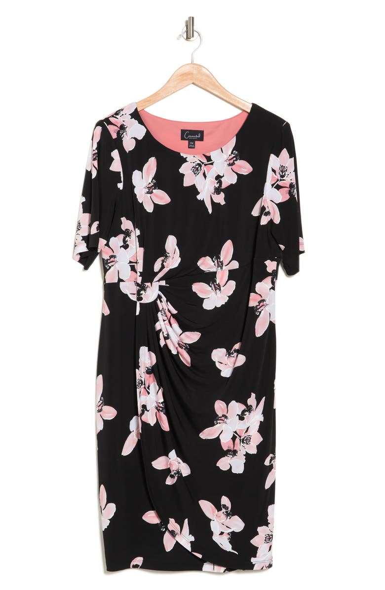 Connected Apparel Floral Faux Wrap Dress, Alternate, color,