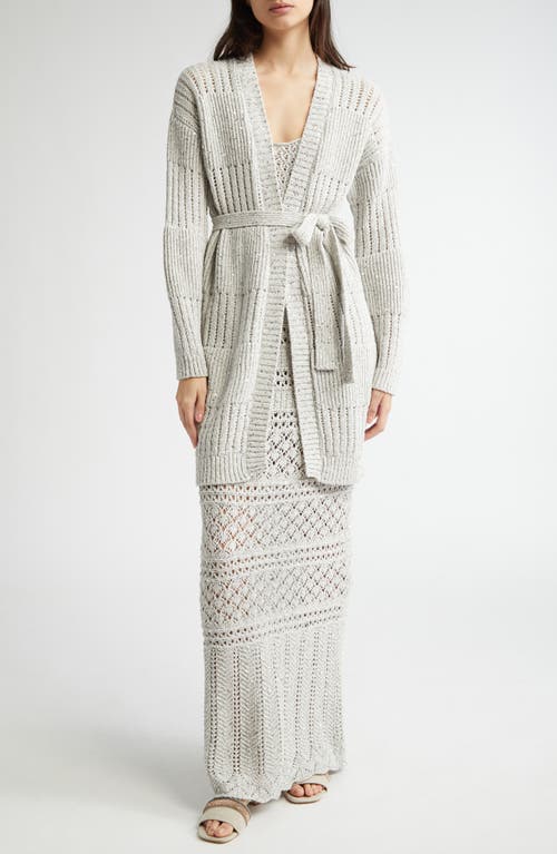 Eleventy Sequin Sleeveless Crochet Sweater Dress In Pearl Grey