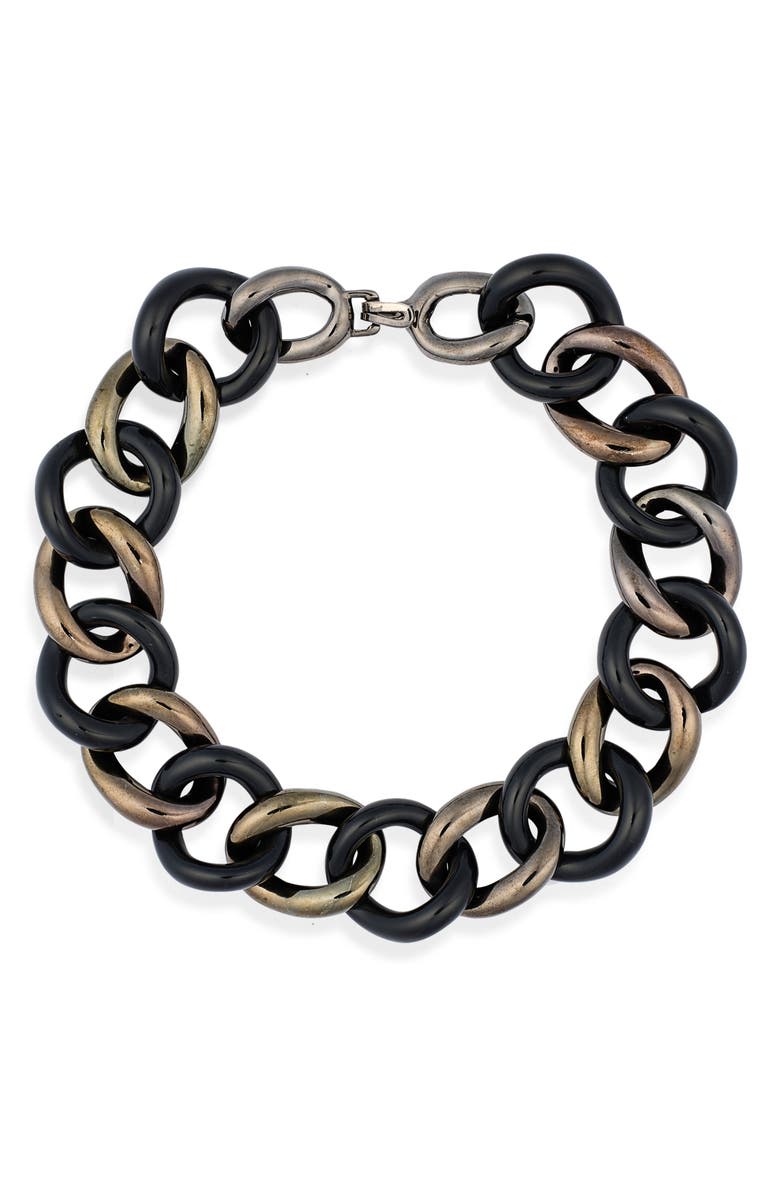 Kenneth Jay Lane Mixed Metal Chunky Link Collar Necklace, Main, color, Gunmetal