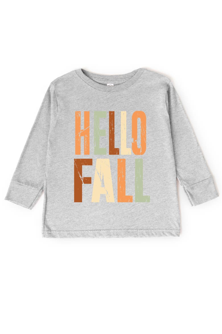Hello Fall Autumn Colors Toddler Long Sleeve Graphic Tee, Main, color, Heather Grey