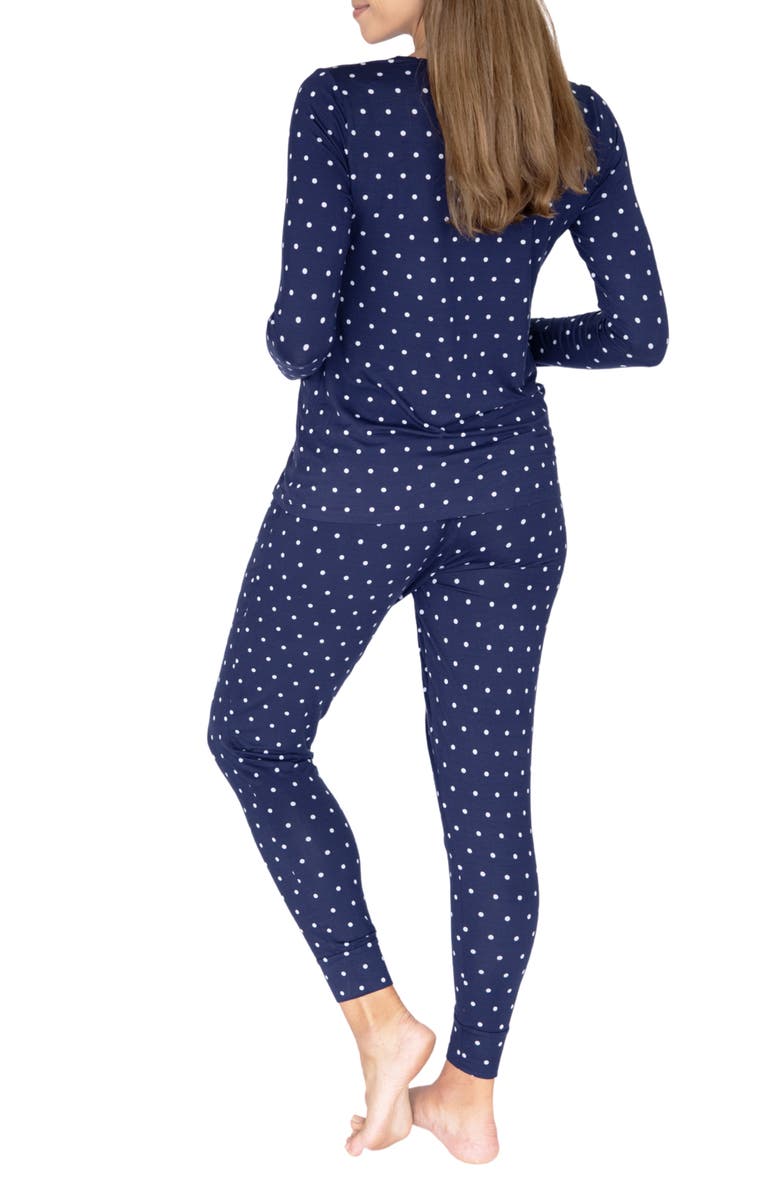 Angel Maternity Polka Dot Maternity/Nursing Pajamas & Baby Pouch Set, Alternate, color,