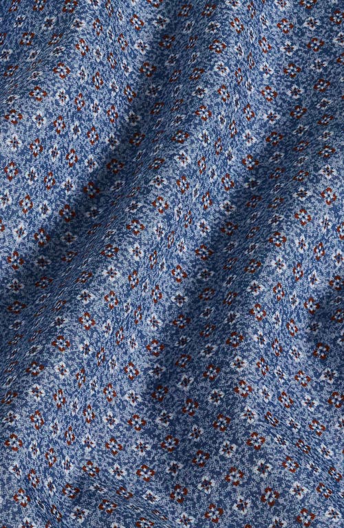 David Donahue Spread Collar Floral Pima Cotton Sport Shirt In Denim