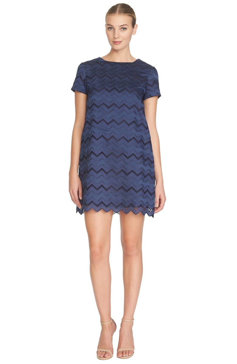 CeCe 'Kayte' Chevron Eyelet Shift Dress, Alternate, color, 