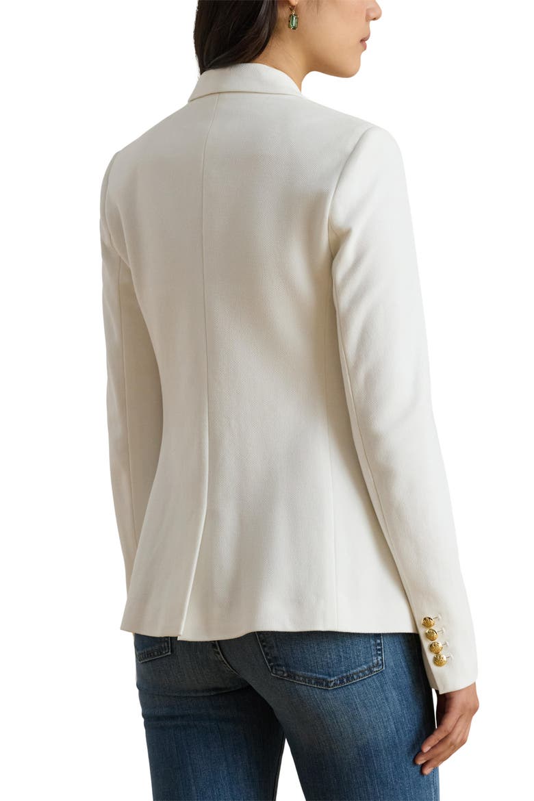 Bullion Jacquard Logo Patch Cotton Blend Blazer, Alternate, color, WHITE