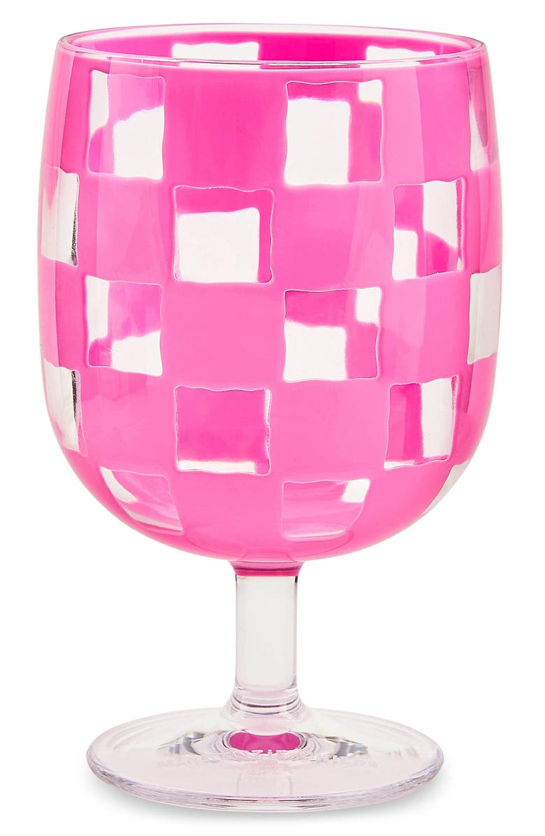 MACKENZIE CHILDS Set of 4 Pink Check Acrylic Water Goblets, Alternate, color, Pink
