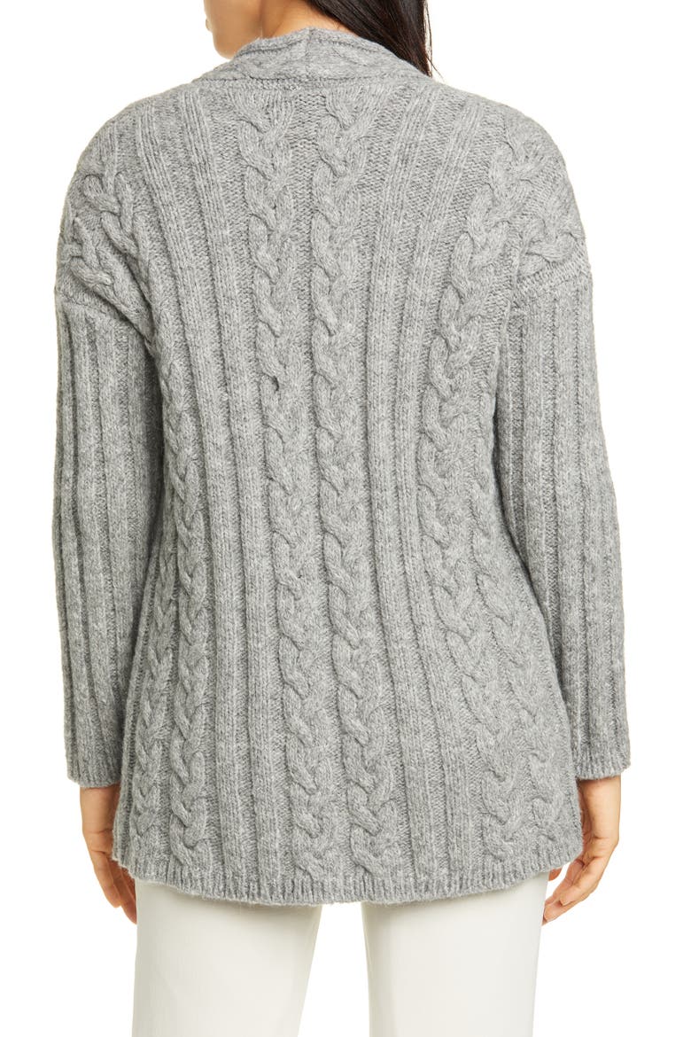 Alpaca Blend Cable Knit Cardigan, Alternate, color, MOON