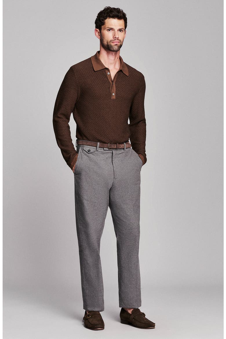 Long Sleeve Sweater Polo, Alternate, color, BROWN MULTI