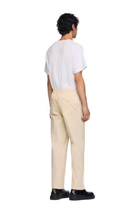 Elasticated straight-leg trousers
