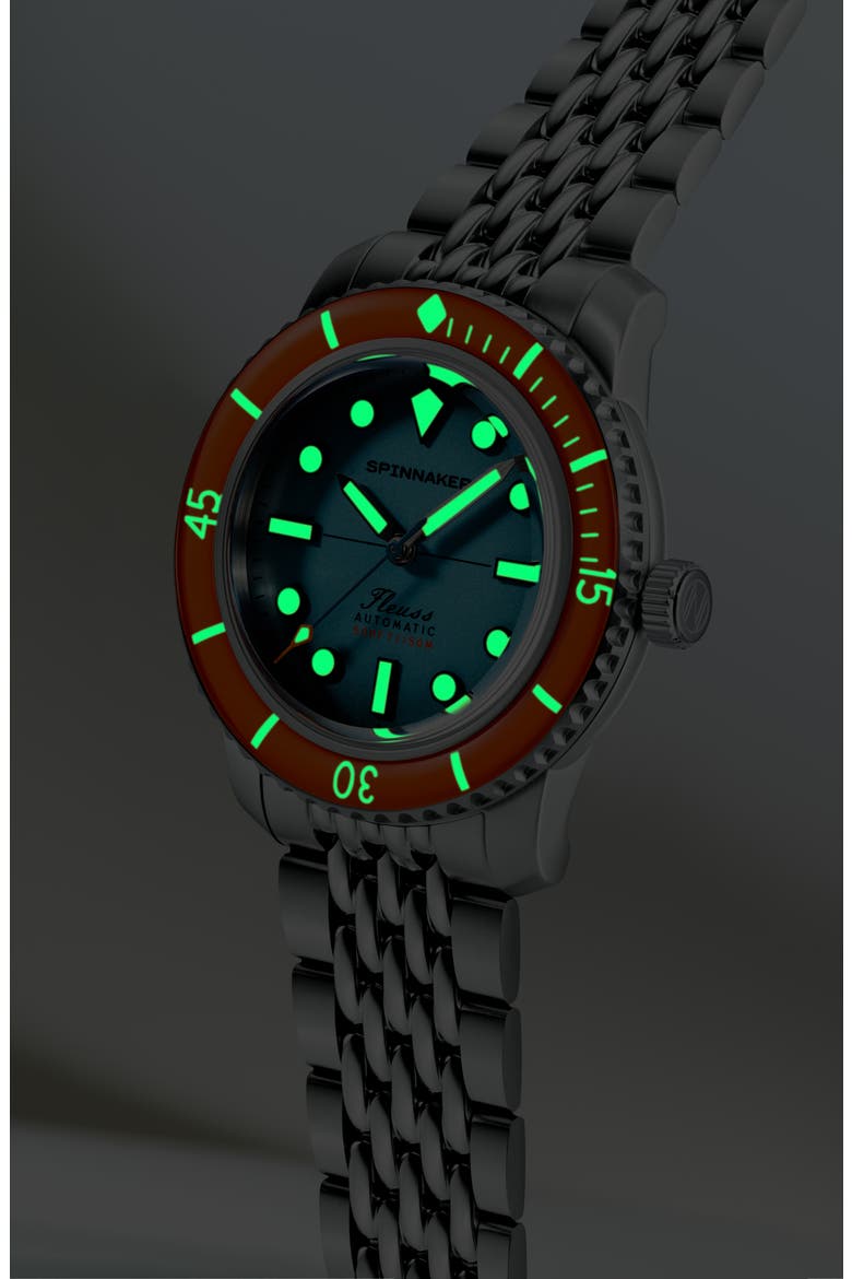 Fleuss 40 Teal Mirage Automatic Bracelet Watch, 40mm, Alternate, color, BLUE