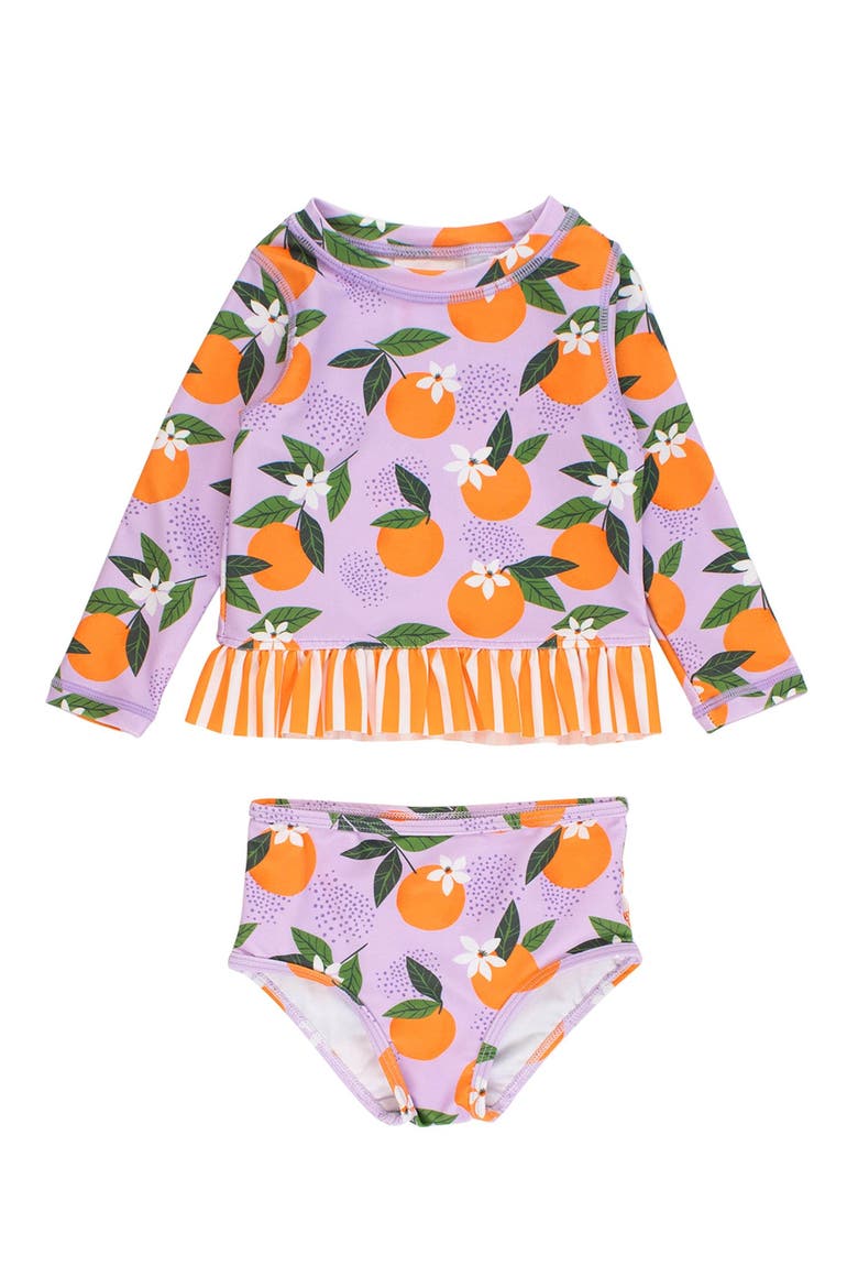 UPF50 Long Sleeve Rash Guard Bikini, Main, color, Purple Orange You The Sweetest