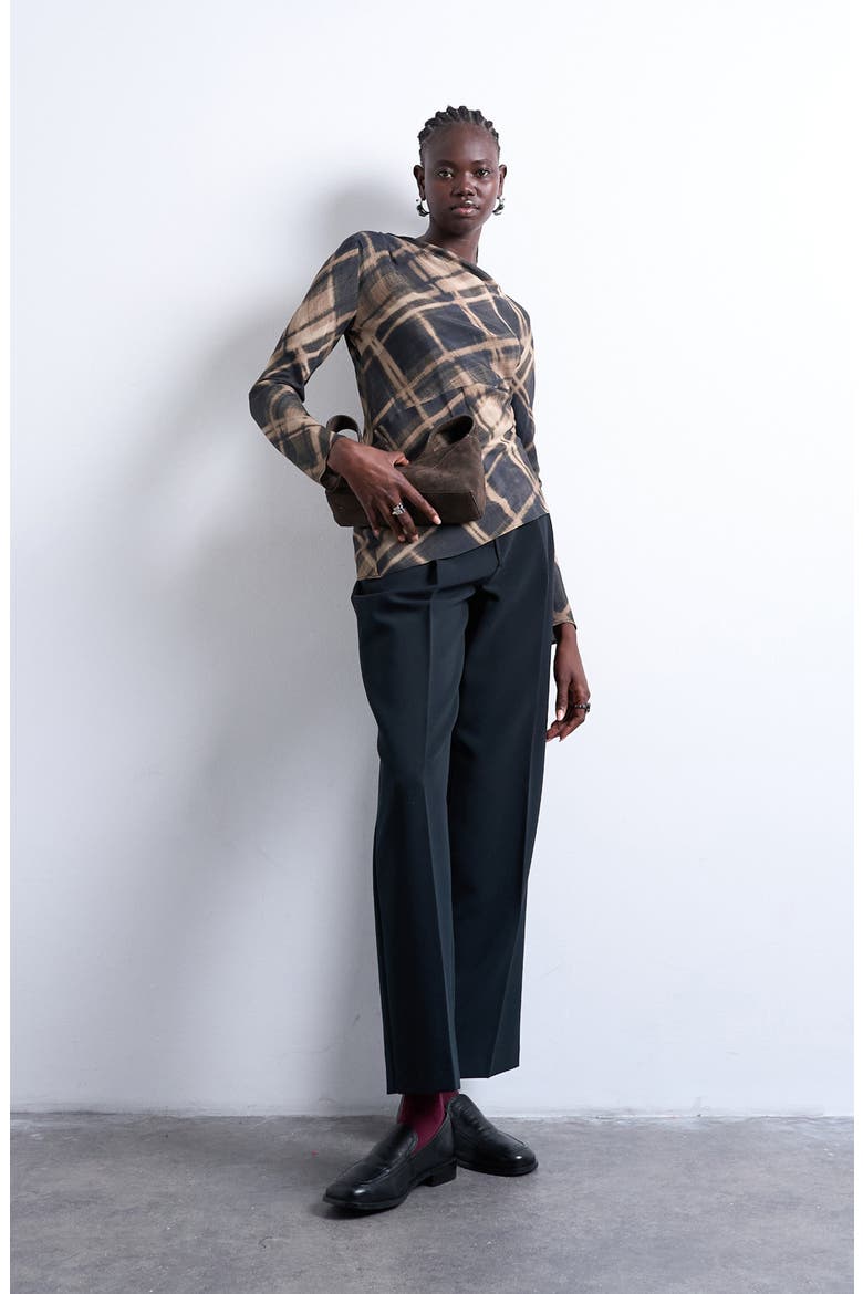 Print Asymmetric Top, Alternate, color, NAVY MULTI