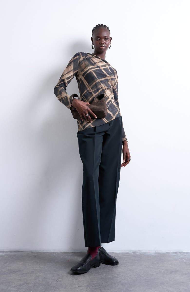 Topshop Print Asymmetric Top, Alternate, color, Navy Multi