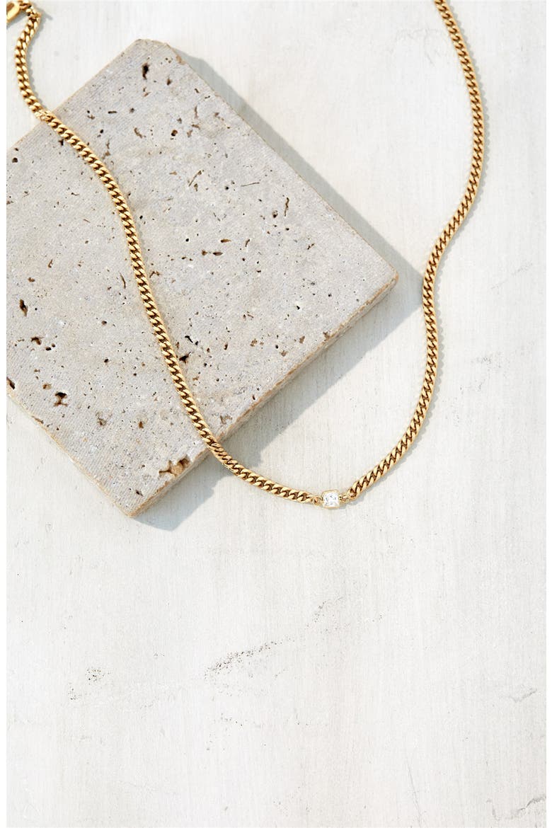 Kelcie Cubic Zirconia Cuban Chain Necklace, Alternate, color, GOLD