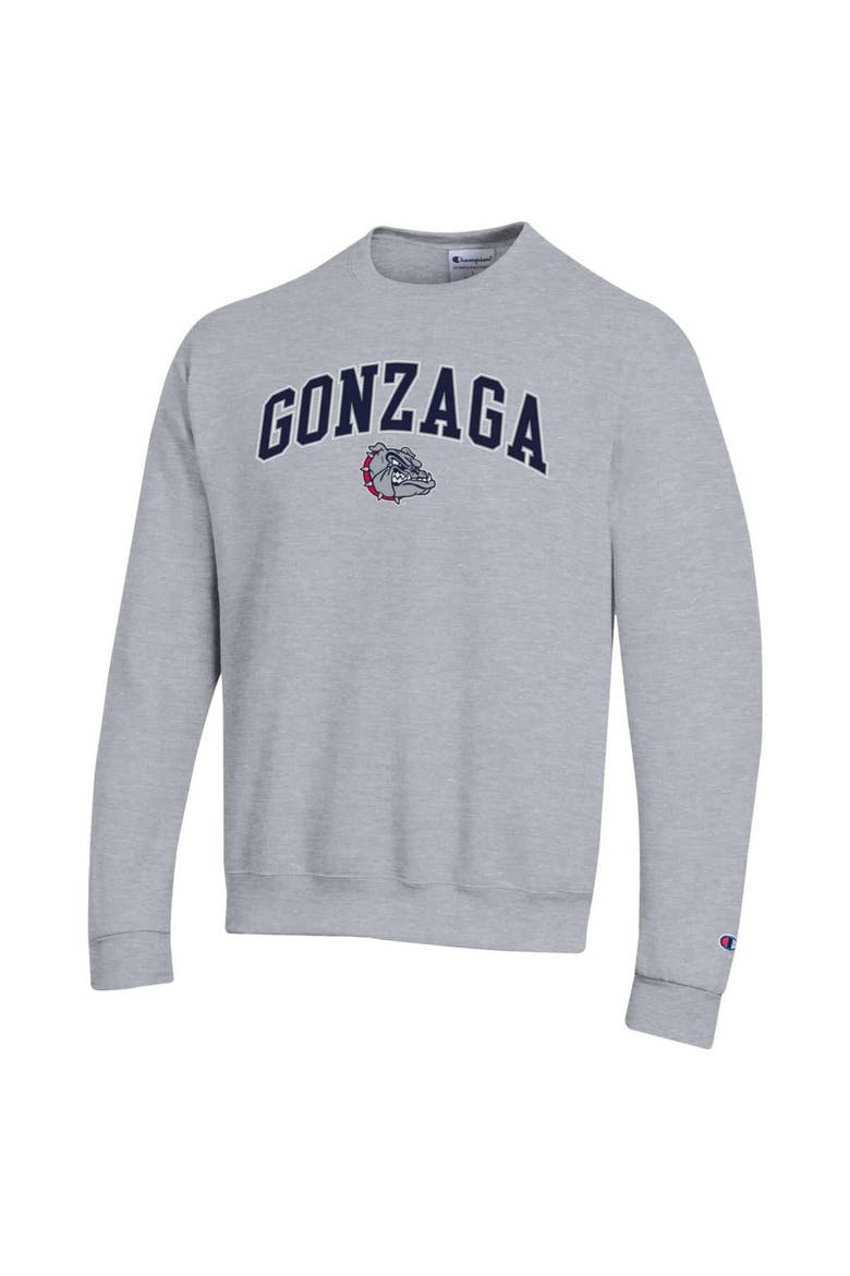 Men's Champion  Heather Gray Gonzaga Bulldogs Arch Over Logo Pullover Sweatshirt, Alternate, color, Heather Gray