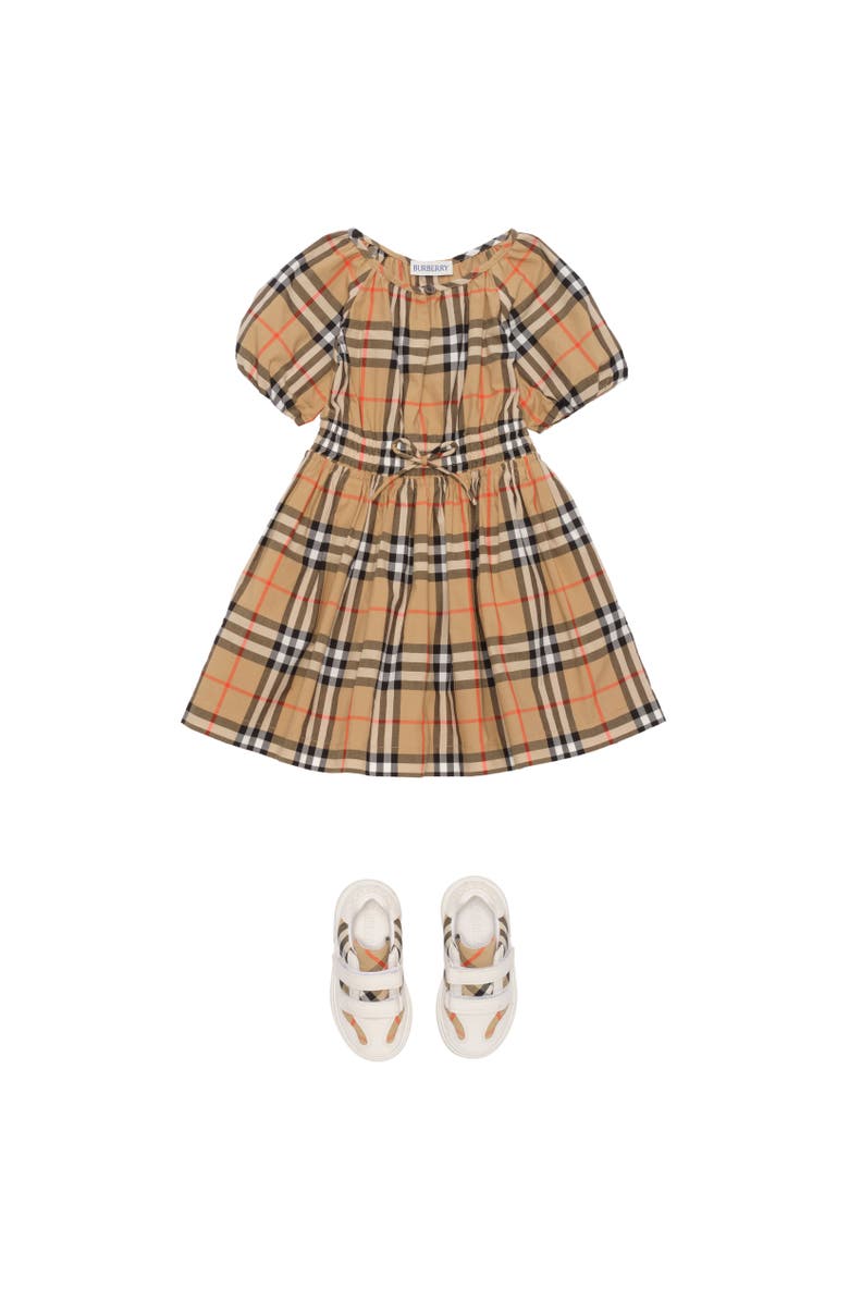 Burberry Check Cotton Dress, Alternate, color, Sand Beige