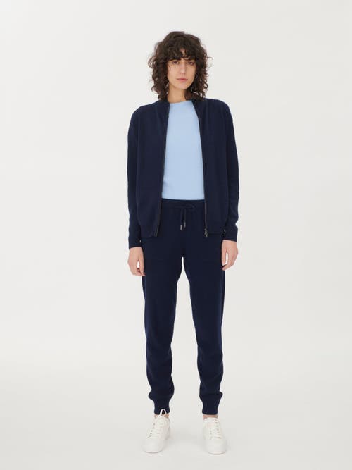 Gobi Mongolian Cashmere Cuffed Cashmere Jogger In Navy