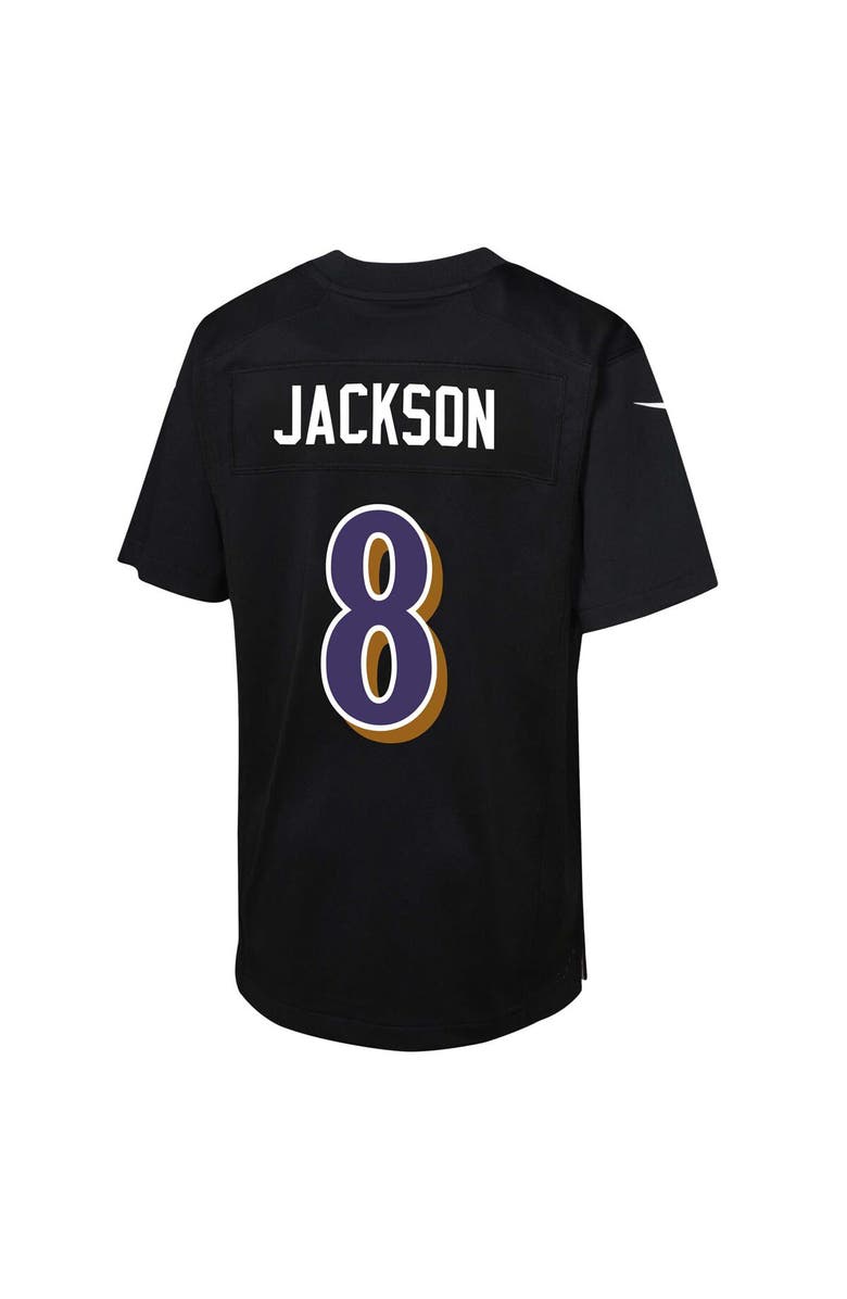 Nike Youth Nike Lamar Jackson Black Baltimore Ravens Fashion Game Jersey, Alternate, color, 