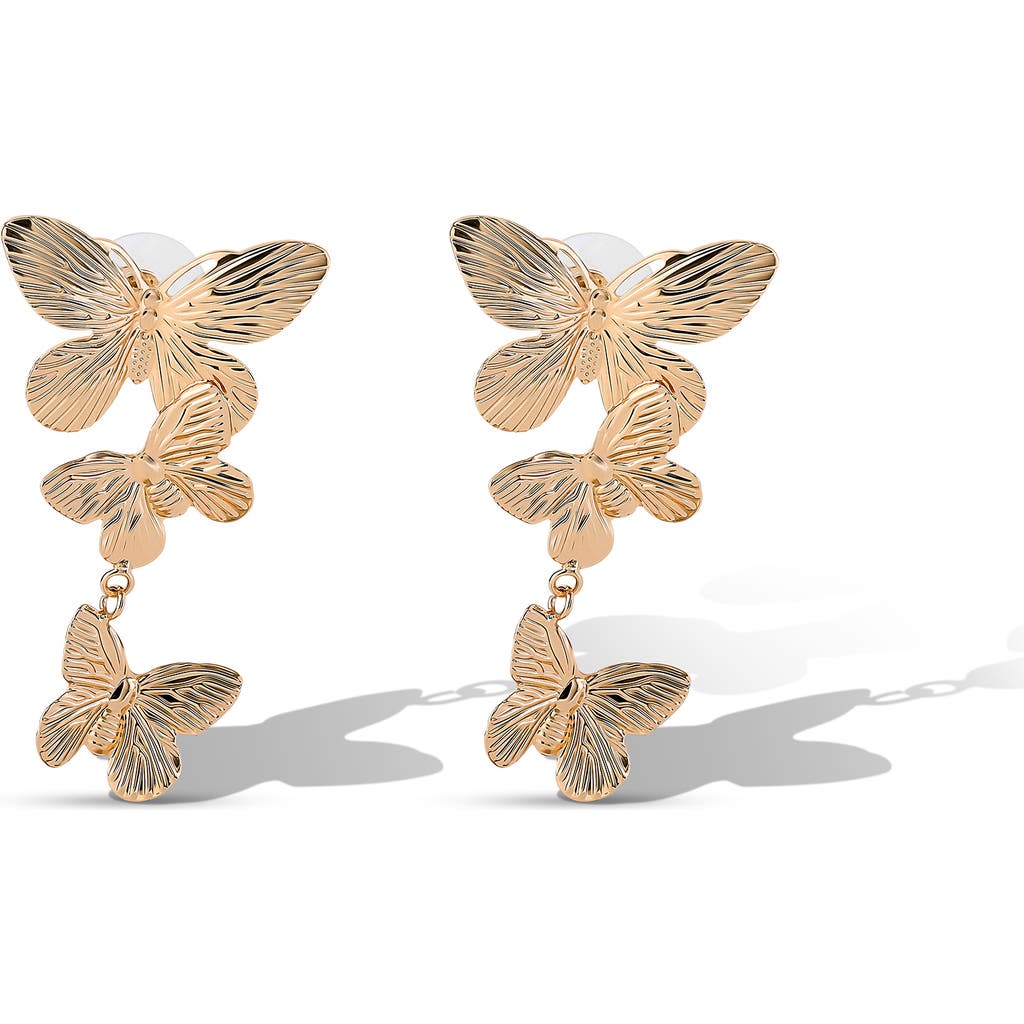 Jessica Simpson Cascading Butterfly Gold-tone Drop Earrings In Gold
