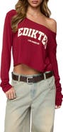 EDIKTED LA Babe Off the Shoulder Crop Graphic T-Shirt